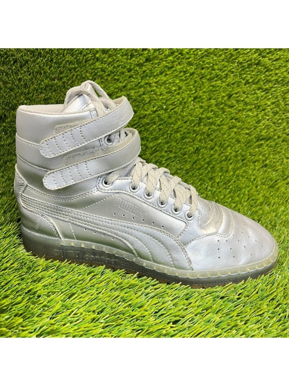 Puma Sky II Hi Mens Size 8 Platinum Silver Athletic Walking Shoes Sneakers